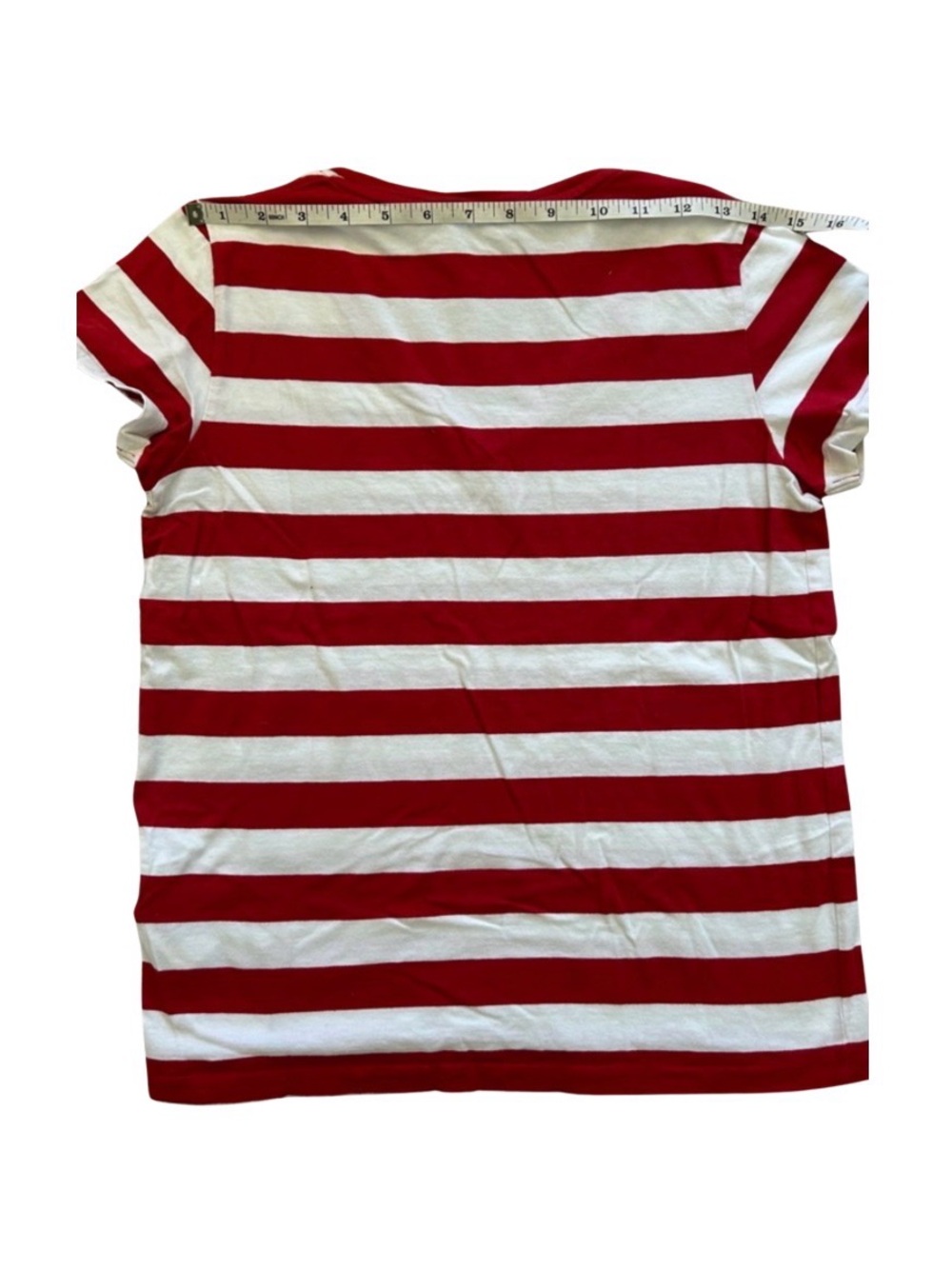 Ralph Lauren V-Neck Red & White Striped Short Sleeve Tee Size S - Picture 6 of 9